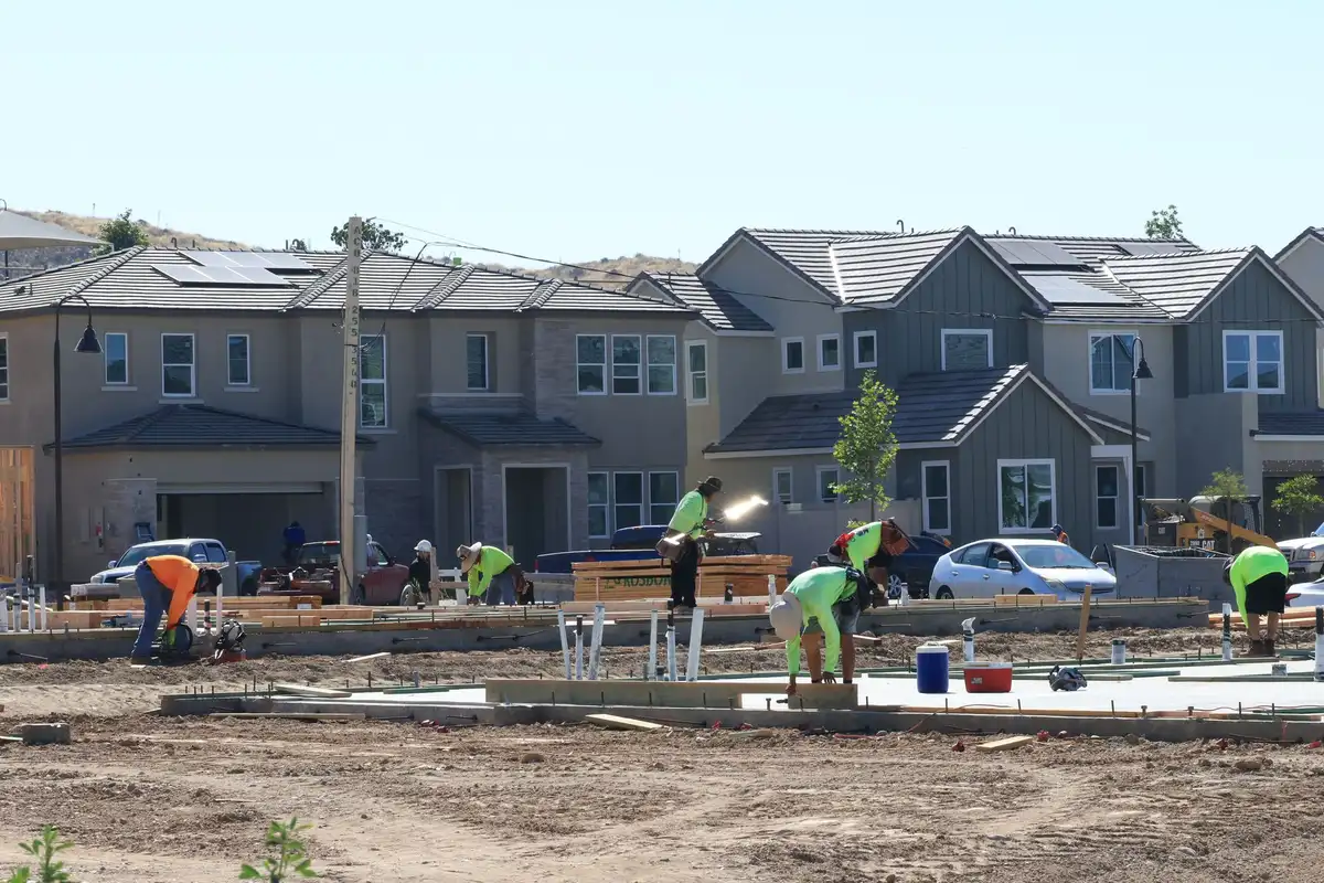 Row of new homes under construction